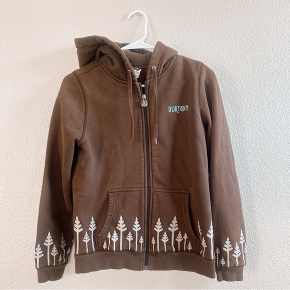 Vintage Burton Brown Hoodie with velvety tree graphic S - Picture 1 of 4